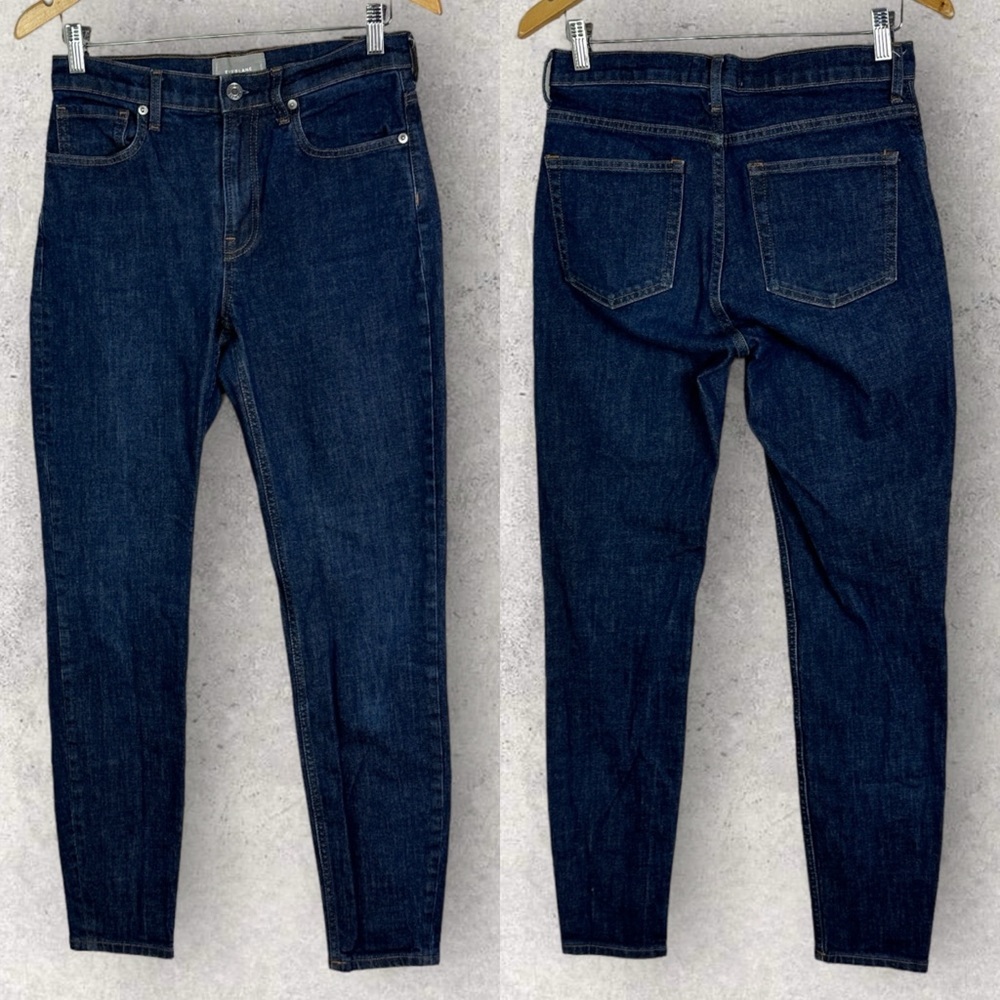 Everlane High Rise Dark Blue Denim Jeans Size 28 Tall Stretch Minimalist Jean T